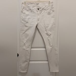 NWT Mens Jack & Jones Intelligence Liam White Ripped Skinny Jeans 33x32